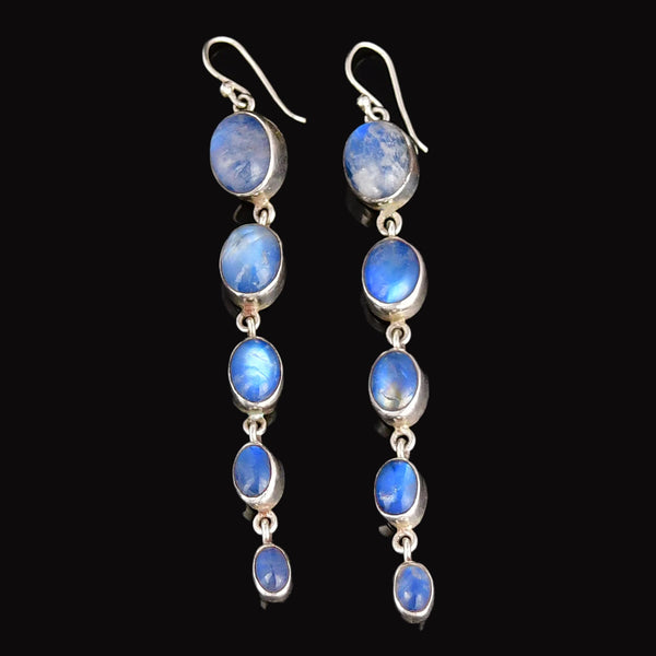 Vintage Sterling Silver Moonstone Chandelier Earrings