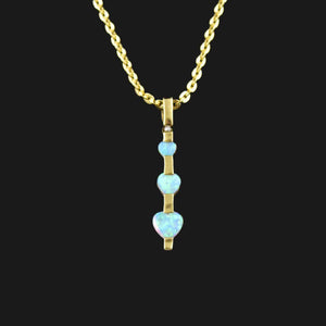 Vintage 10K Gold Diamond Opal Heart Journey Style Necklace - Boylerpf