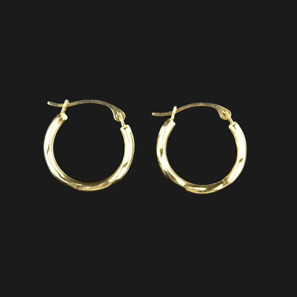 Vintage Small Solid 10K Gold Hoop Earrings - Boylerpf