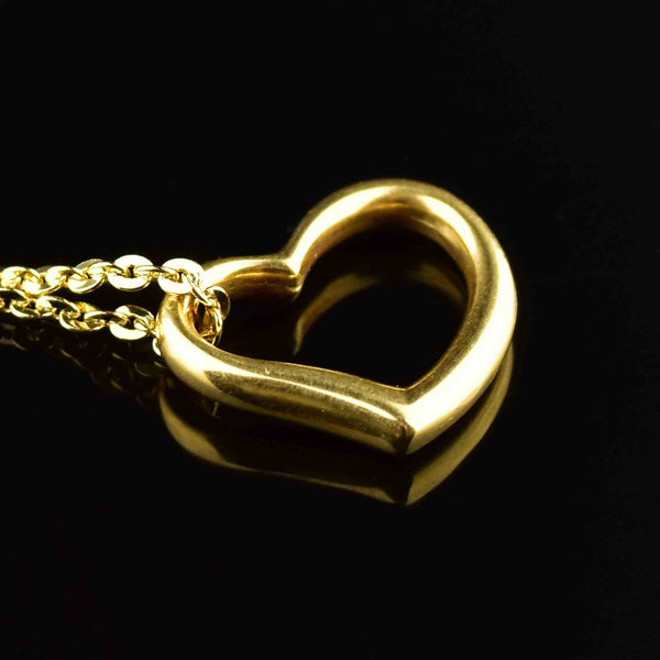 Vintage Solid 18K Gold Witches Heart Pendant Necklace - Boylerpf