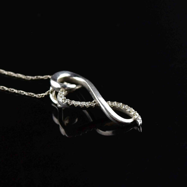 Vintage Sterling Silver Diamond Infinity Open Heart Necklace - Boylerpf