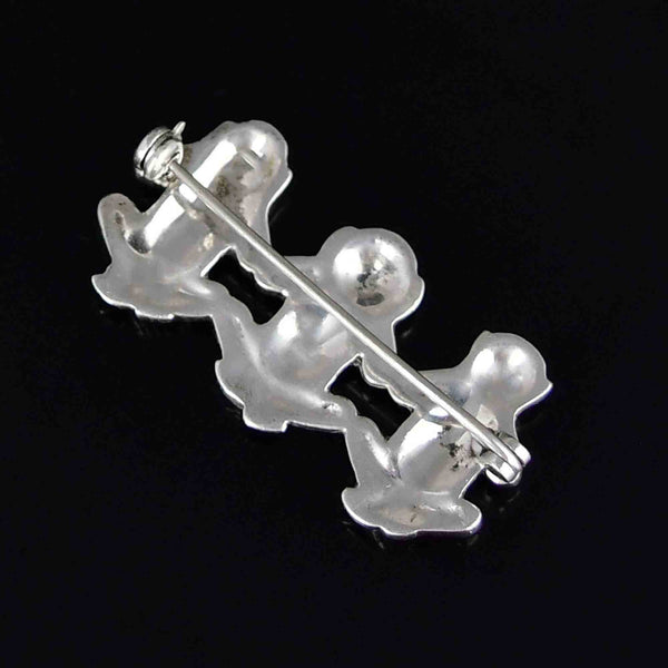 Sterling Silver Marcasite See, Hear, Speak No Evil Monkey Brooch - Boylerpf