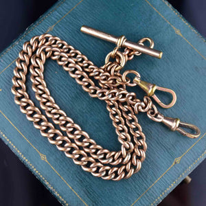 Edwardian Rolled Gold Double Albert Watch Chain Necklace - Boylerpf