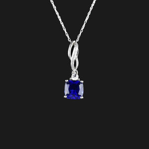 Vintage 14K White Gold Sapphire Topaz Pendant Necklace - Boylerpf