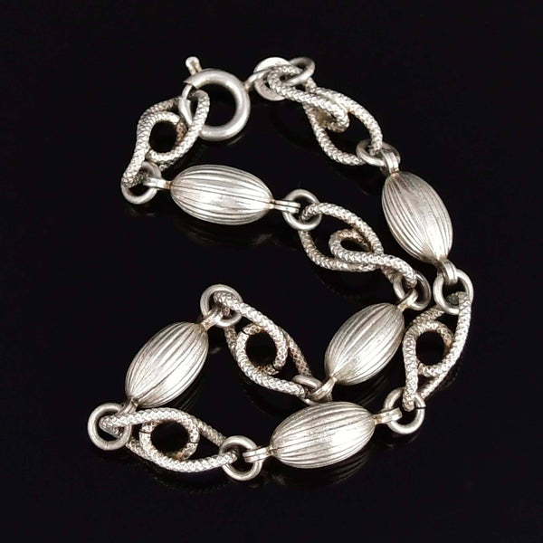 Vintage Ball Twisted 835 Silver Link Bracelet