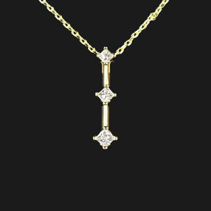 14K Gold Princess Cut Diamond Journey Pendant Necklace - Boylerpf