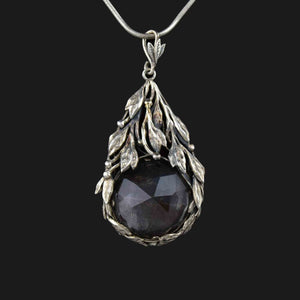 Arts and Crafts Sterling Silver Faceted Quartz Pendant Necklace - Boylerpf