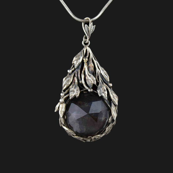 Arts and Crafts Sterling Silver Faceted Quartz Pendant Necklace - Boylerpf