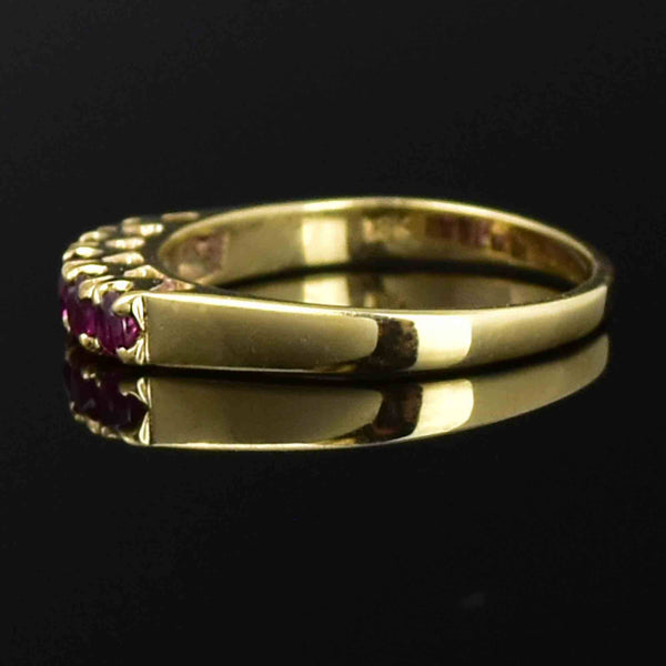 Vintage 18K Gold Ruby Five Stone Stacking Ring - Boylerpf