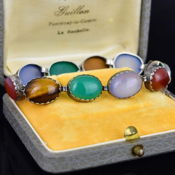 Arts & Crafts Sterling Silver Multi Gemstone Bracelet