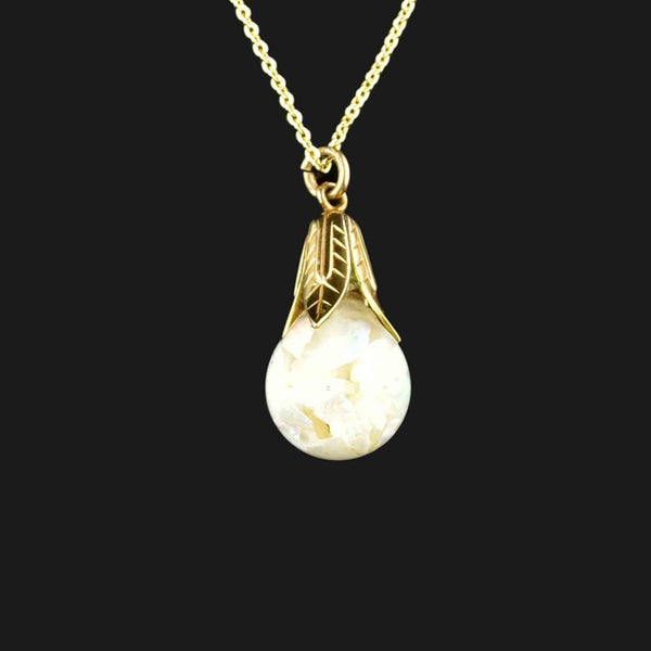 Vintage Silver Gold Vermeil Floating Opal Pendant - Boylerpf