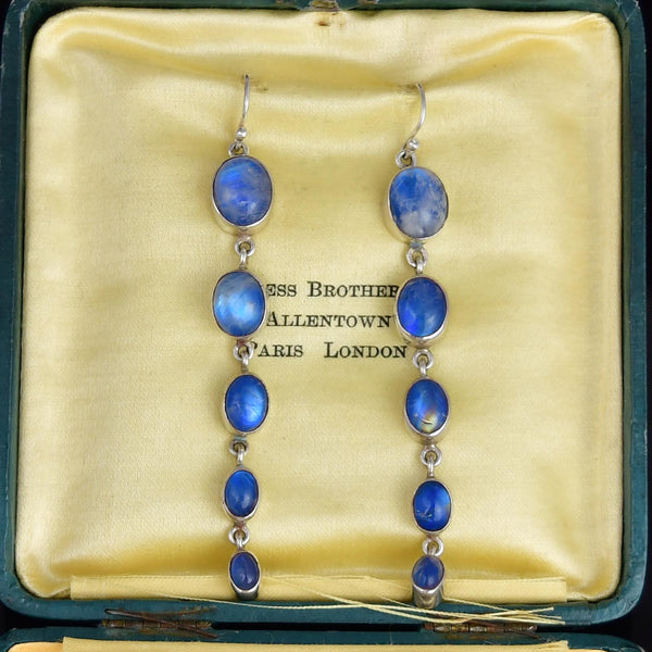 Vintage Sterling Silver Moonstone Chandelier Earrings