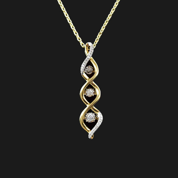 Vintage 10K Gold Crossover Diamond Journey Pendant Necklace - Boylerpf