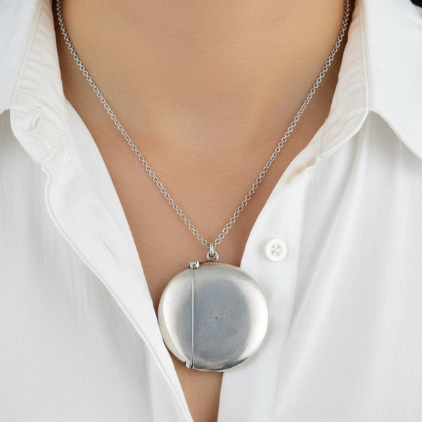 Antique Edwardian Sterling Silver Vesta Locket Pendant Necklace - Boylerpf