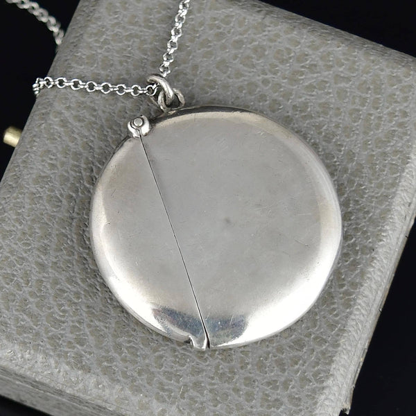 Antique Edwardian Sterling Silver Vesta Locket Pendant Necklace - Boylerpf