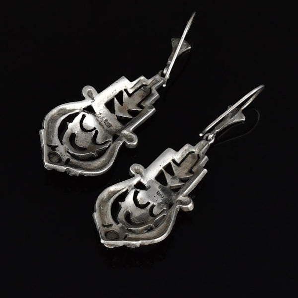 Art Deco Sterling Silver Marcasite Earrings