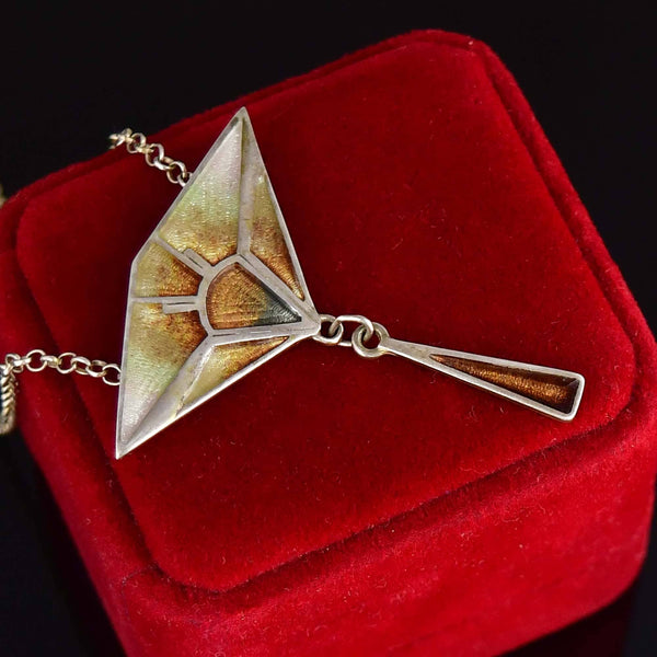 Pat Cheney Sterling Silver Enamel Geometric Necklace