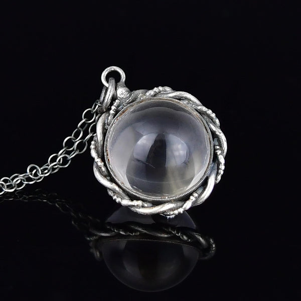 Art Deco Pools of Light Sterling Silver Rope Pendant Necklace