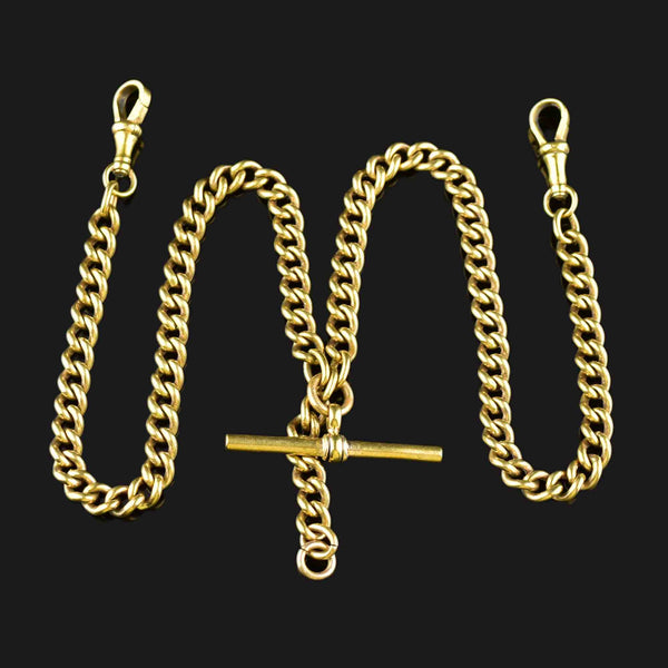 9ct Rose Gold Double Albert Chain & T-Bar Pendant| Miltons Diamonds