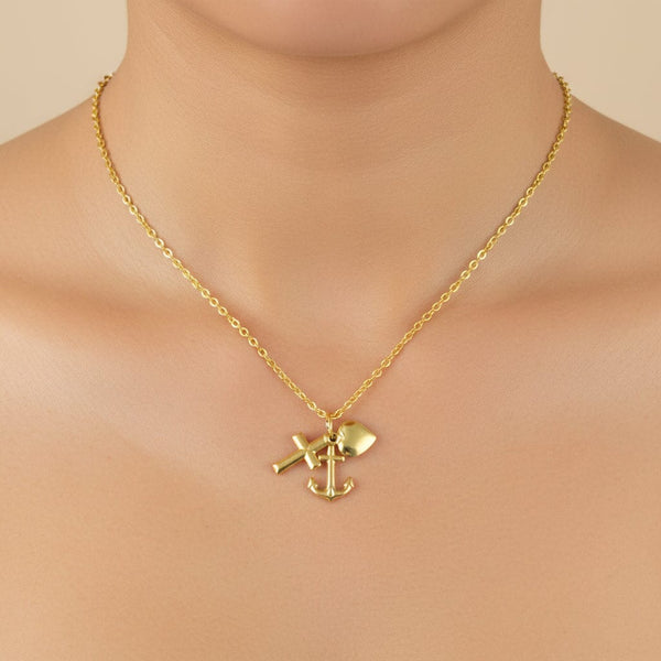 Vintage 9K Gold Faith Hope Love Charm Pendant Necklace - Boylerpf