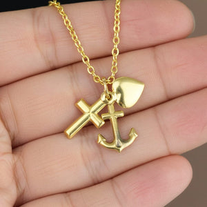 Vintage 9K Gold Faith Hope Love Charm Pendant Necklace - Boylerpf