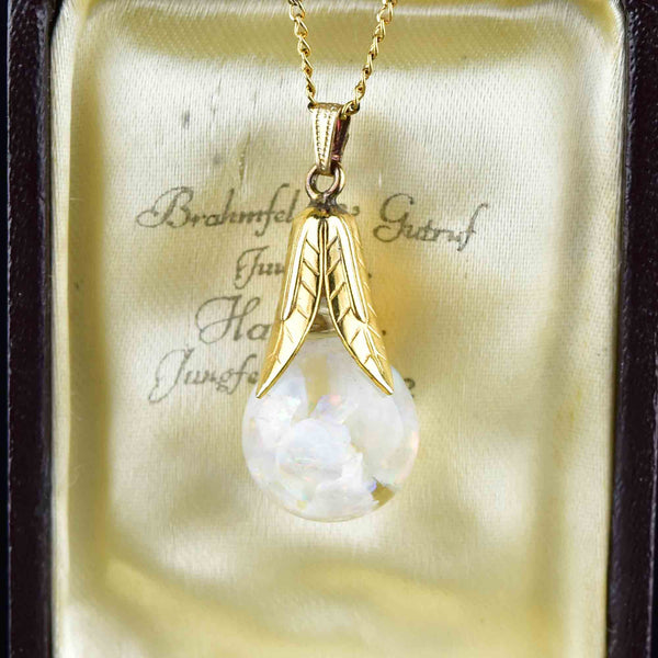 Vintage 12K Gold Filled Floating Opal Pendant Necklace - Boylerpf
