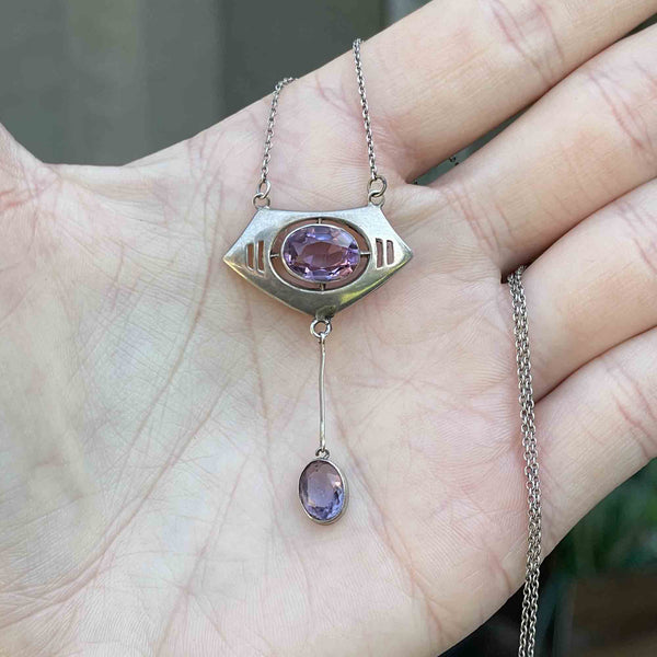 Amethyst & Diamond Wrapped Pendant in Rose Gold Plated Sterling Silver