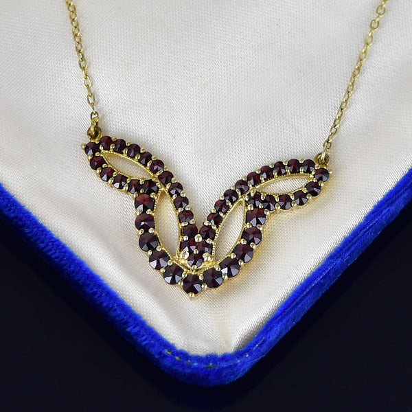 Antique Geometric Rose Cut Garnet Necklace