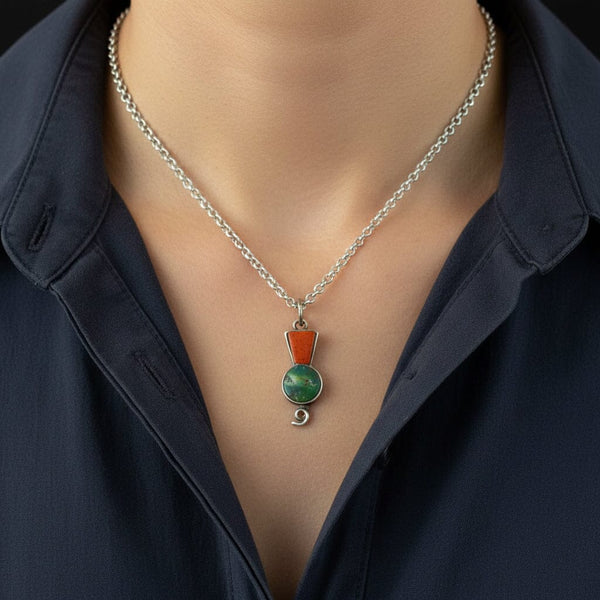 Antique Silver Bloodstone Jasper Thistle Charm Necklace - Boylerpf