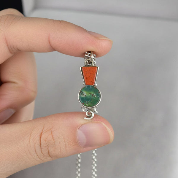 Antique Silver Bloodstone Jasper Thistle Charm Necklace - Boylerpf