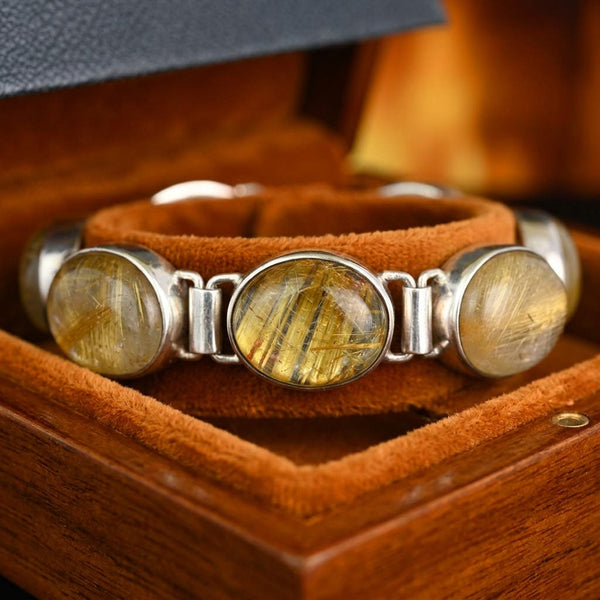 Vintage Rutilated Quartz Sterling Silver Bracelet