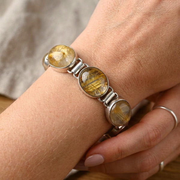 Vintage Rutilated Quartz Sterling Silver Bracelet