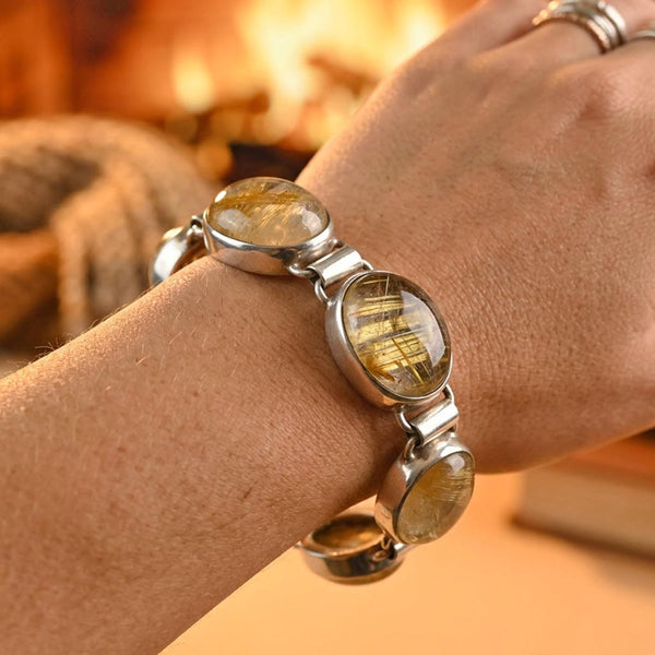 Vintage Rutilated Quartz Sterling Silver Bracelet