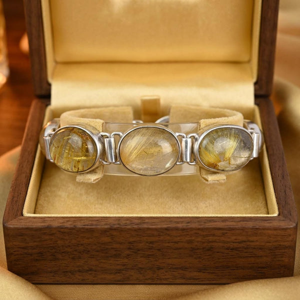 Vintage Rutilated Quartz Sterling Silver Bracelet