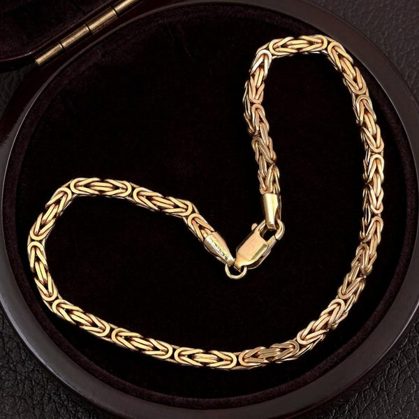 Vintage 9K Gold Byzantine Chain Bracelet