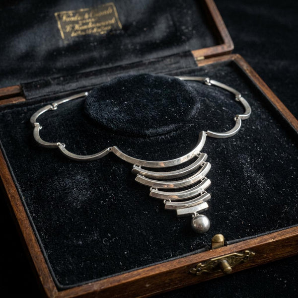 Vintage Mexican Modernist 980 Silver Necklace