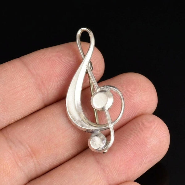 Sterling Silver Treble Clef Music Note Brooch