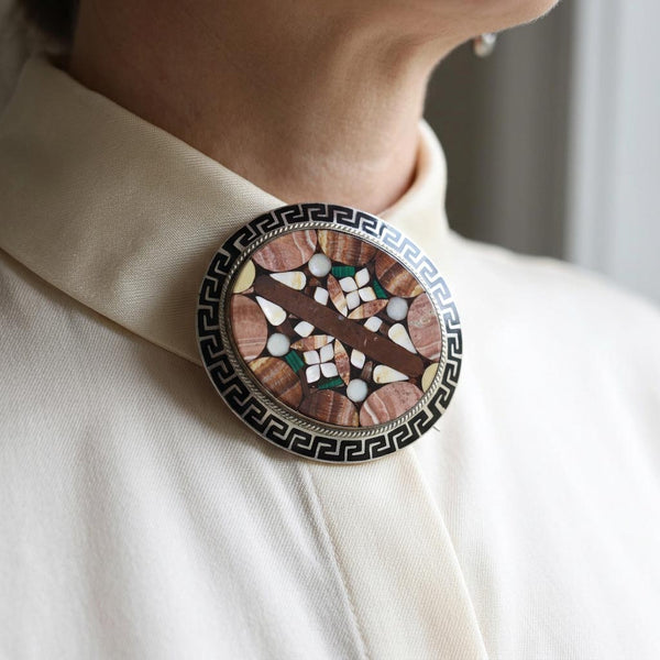 Victorian Scottish Agate Pietra Dura Brooch