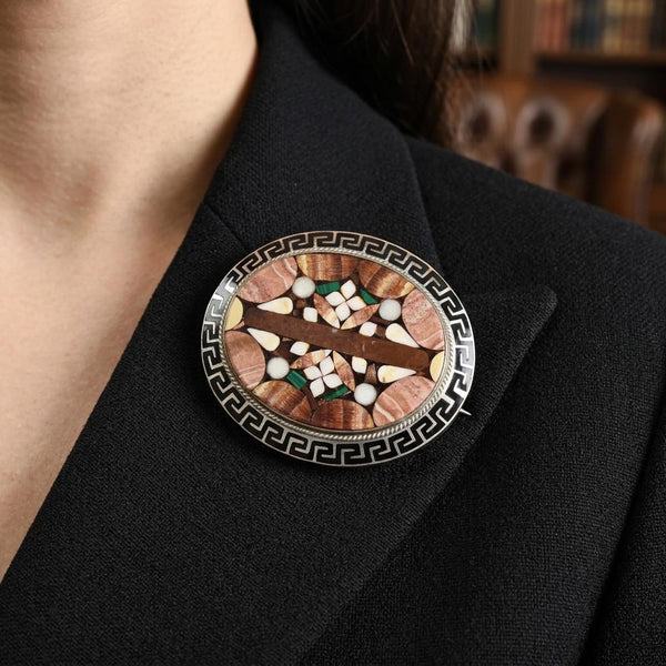 Victorian Scottish Agate Pietra Dura Brooch