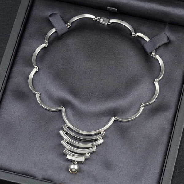 Vintage Mexican Modernist 980 Silver Necklace