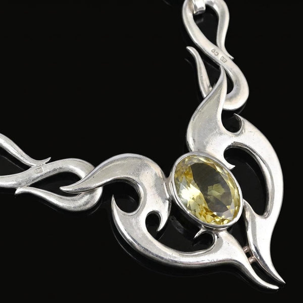 Amanda Birkett Sterling Silver Citrine Modernist Necklace