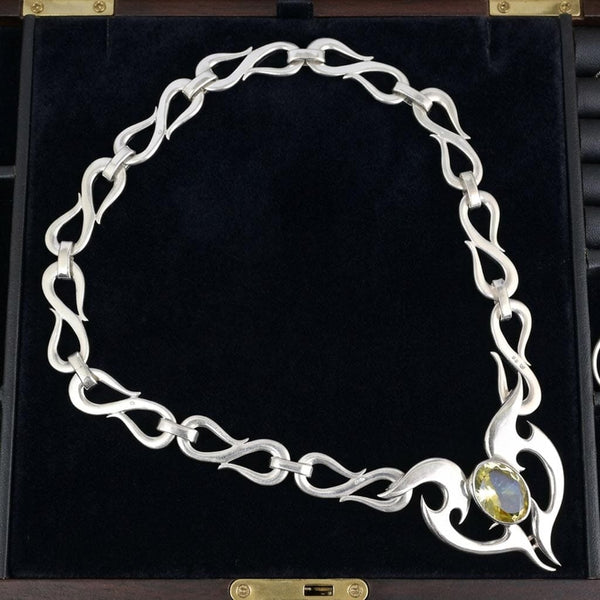 Amanda Birkett Sterling Silver Citrine Modernist Necklace