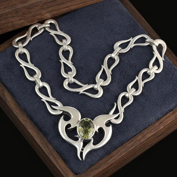 Amanda Birkett Sterling Silver Citrine Modernist Necklace