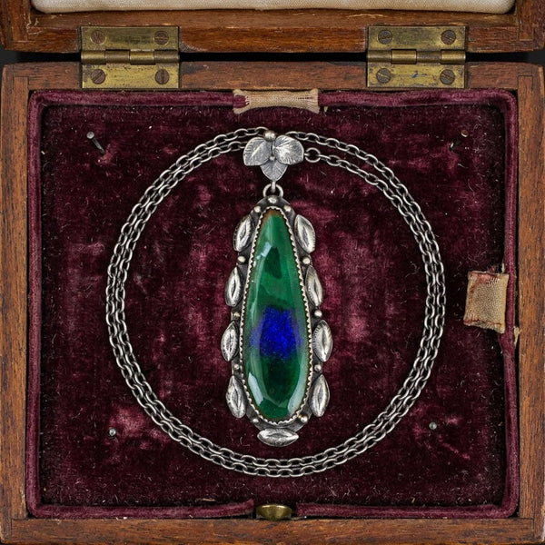 Arts & Crafts Peacock Enamel Pendant Necklace