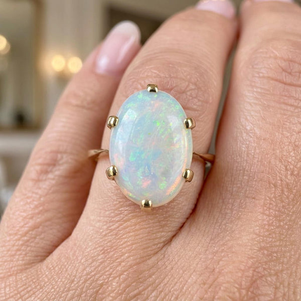 Antique Australian Opal Ring 9K Gold
