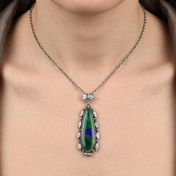 Arts & Crafts Peacock Enamel Pendant Necklace