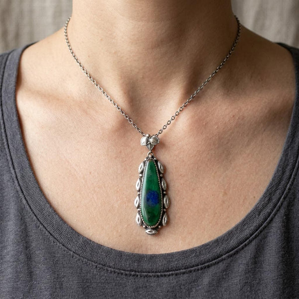 Arts & Crafts Peacock Enamel Pendant Necklace