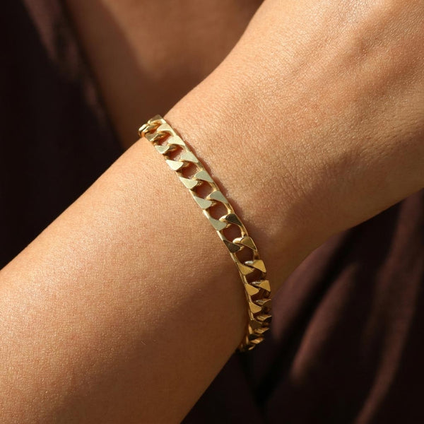 Vintage 9K Gold Cuban Curb Link Bracelet