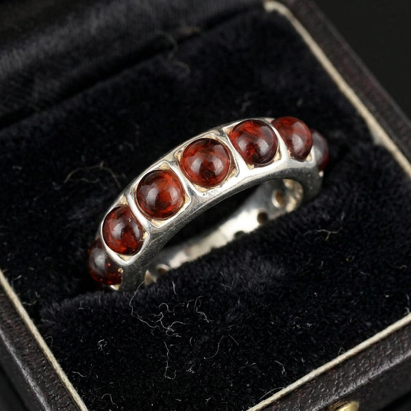 Vintage Amber Cabochon Eternity Band Ring