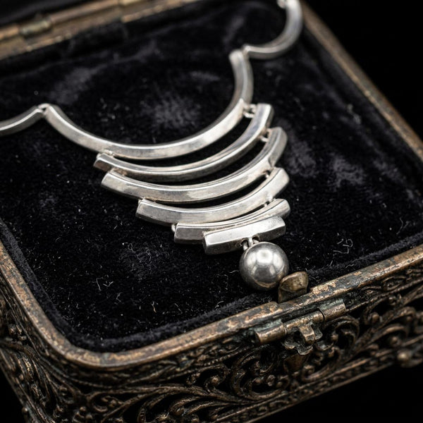 Vintage Mexican Modernist 980 Silver Necklace